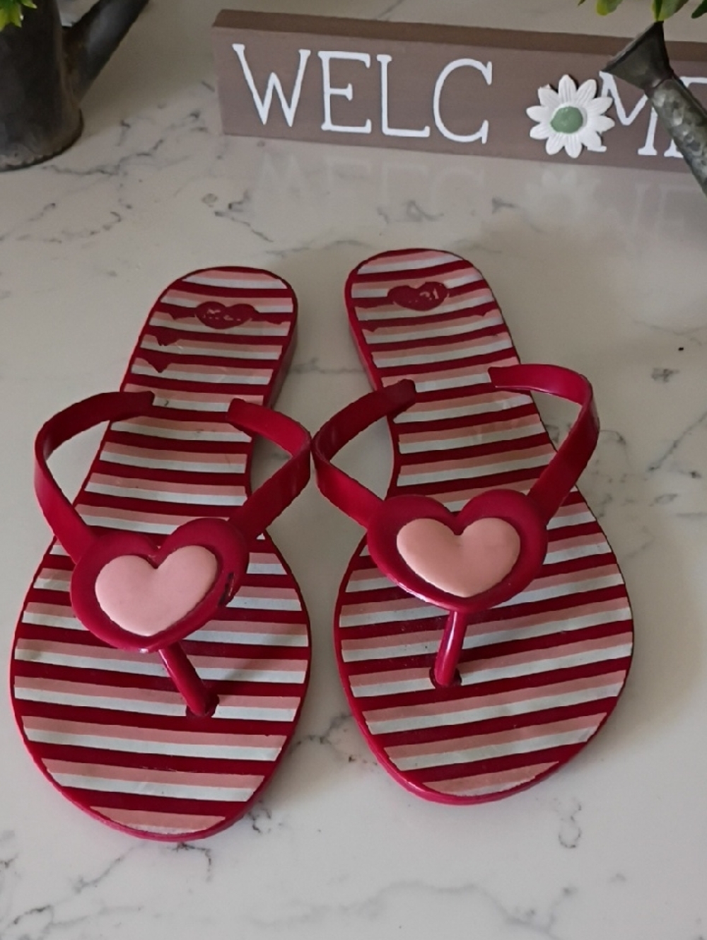 Melissa Red Pink Rubber Flip Flops